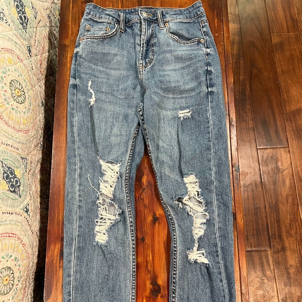 Ripped Straight-leg Jeans
